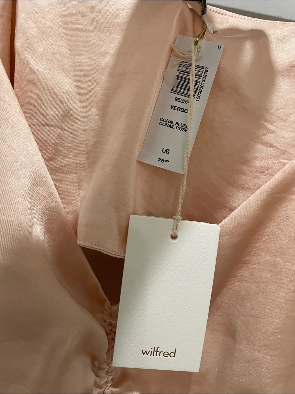 Wilfred Aritzia Verso Top Coral Blush Ruched Cami // L //BRAND NEW w TAGS